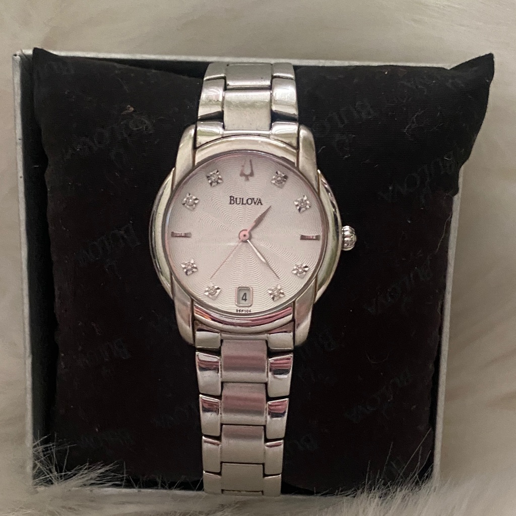 Bulova Silver Timepiece With Diamond Markers Bulova Silver Timepiece With Diamond Markers